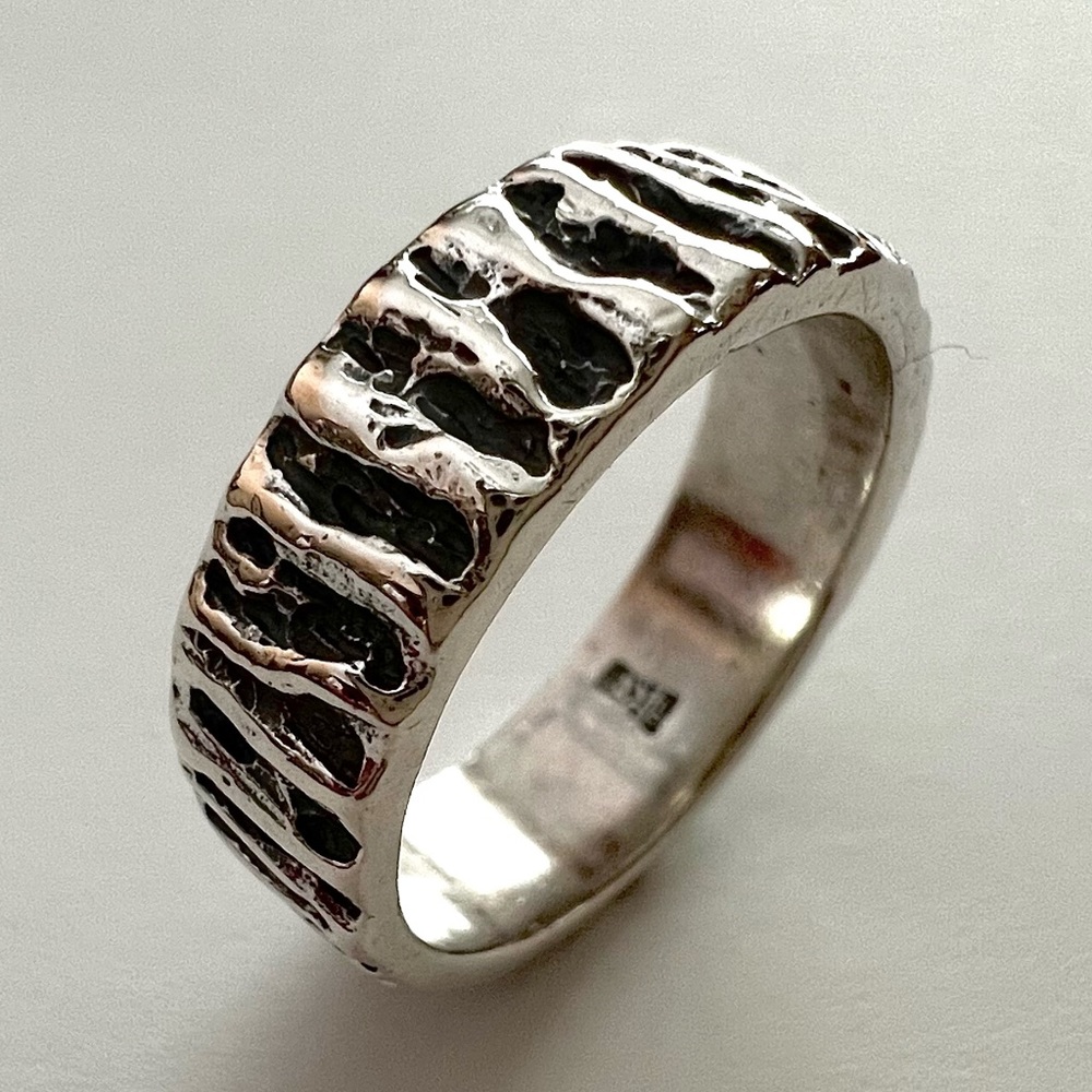 Rare James Avery brutalist deep cut grooves grooved tree bark textured - Picture 4 of 12